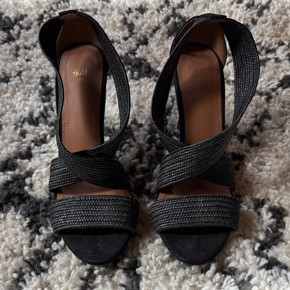 H&M Elegant Black Strappy Heels